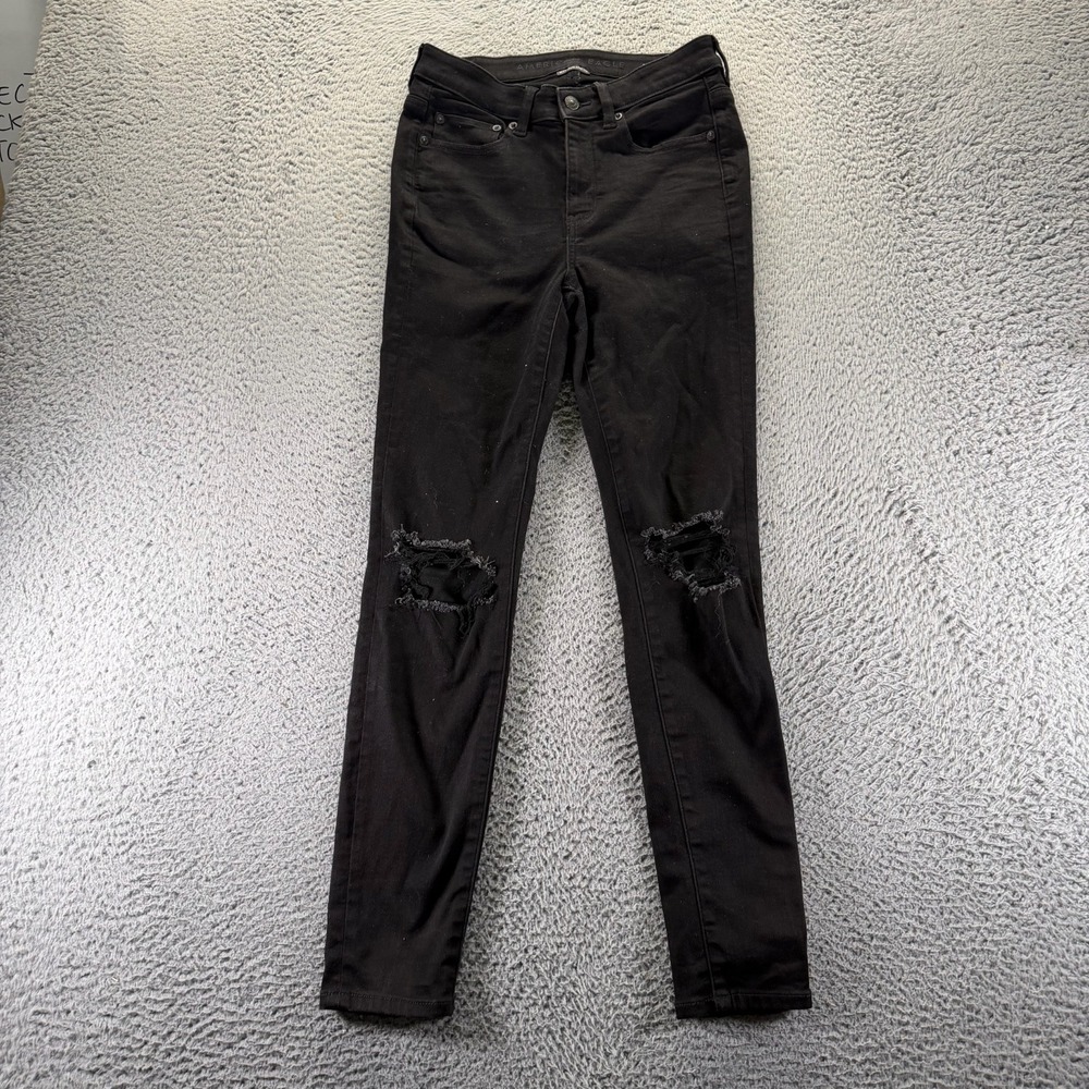 American Eagle Outfitters Next Level Jeans Womens 8 Black Denim Jegging Stretch